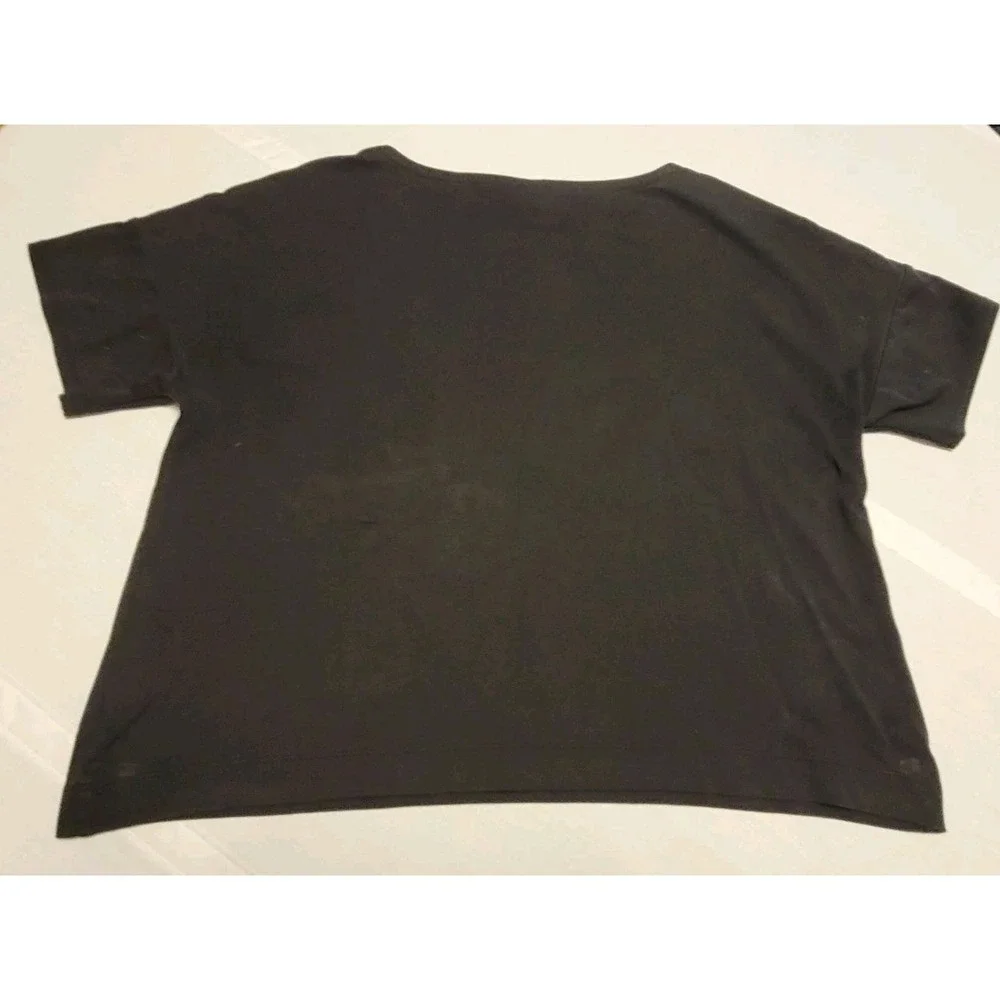 Chico's Size 1 Medium Black 100% Cotton T-Shirt Short Sleeve Crew Neck Casual - Picture 7 of 8